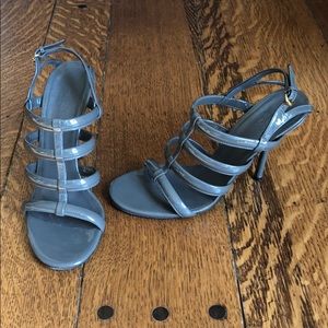 Gucci Gray Patent Leather Cage Sandals
